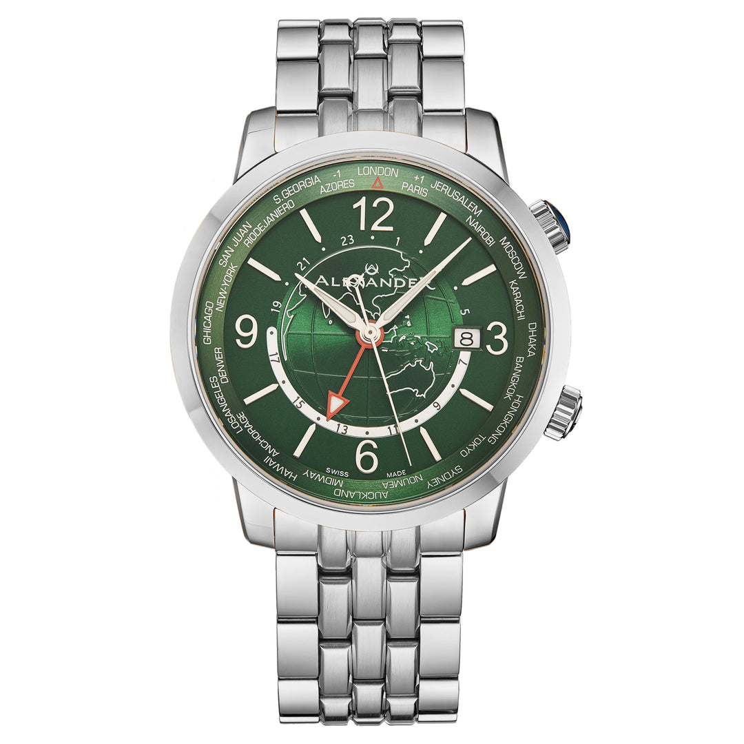 A171B-04 Silver/Stainless Steel | Green Dial