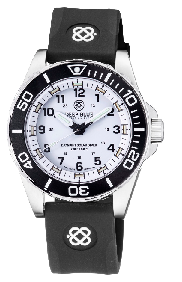 DAYNIGHT 43MM DIVER SOLAR  STAINLESS STEEL TRITIUM DAYNIGHT  BLACK/WHITE BEZEL –