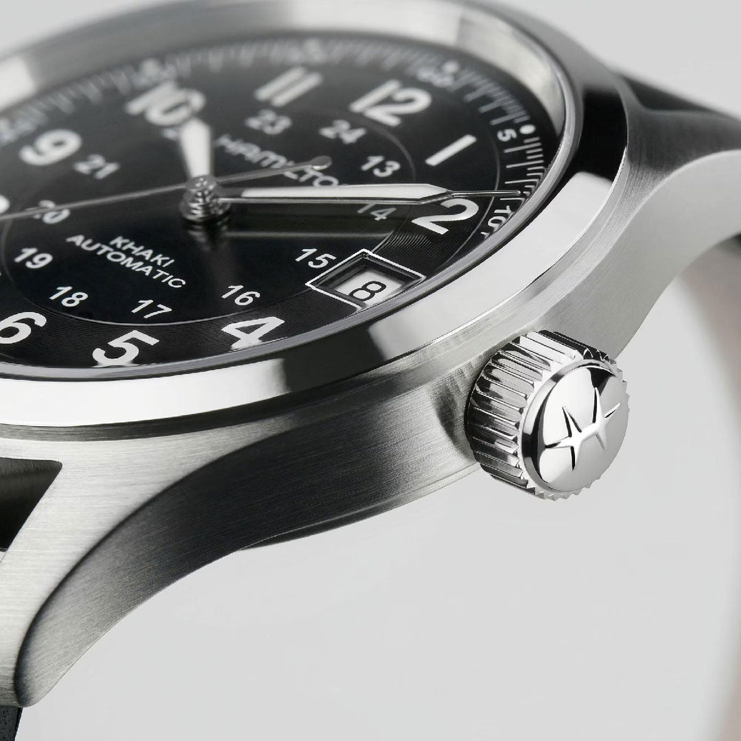 KHAKI FIELD Black / Leather Black Dial