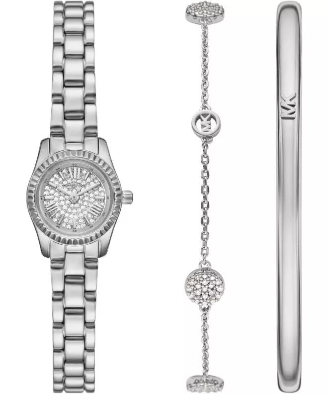 Lexington Petite Crystal Pave Dial Silver Stainless Steel Bracelet 13mm Crystal 