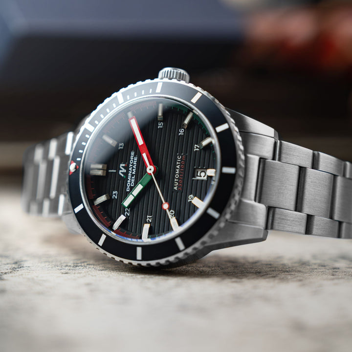 SCILLA AUTOMATIC BLACK / STAINLESS STEEL | Black Dial