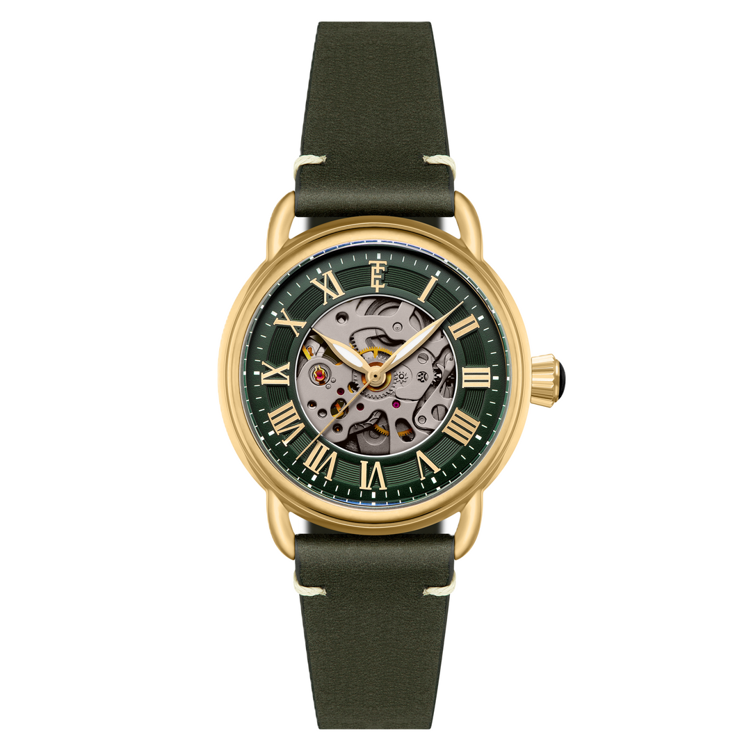 Investigator 40 Fern Green  / Green  Leather Strap Green Dial