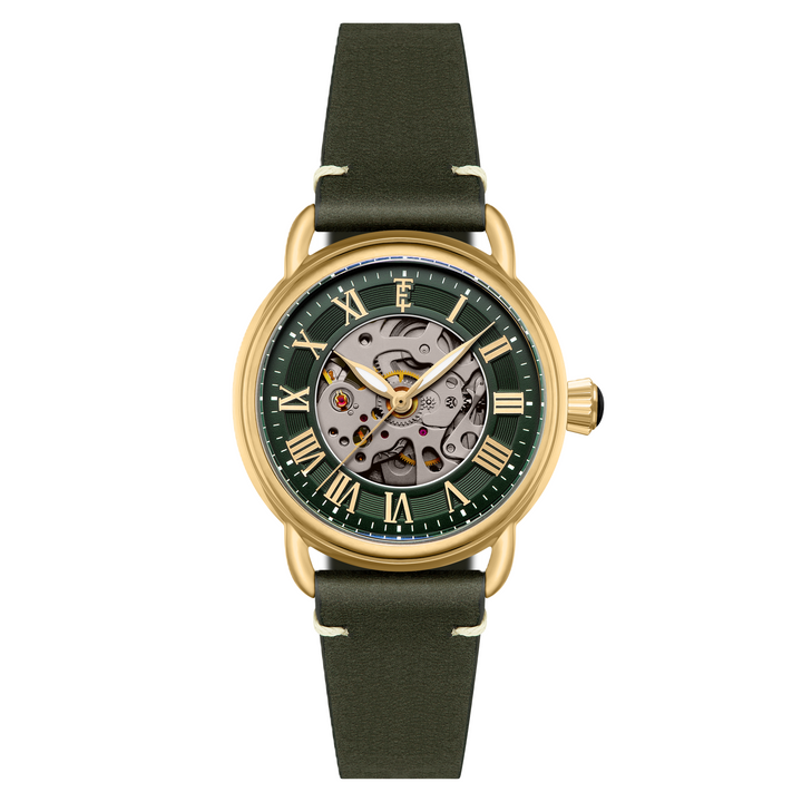 Investigator 40 Fern Green  / Green  Leather Strap Green Dial