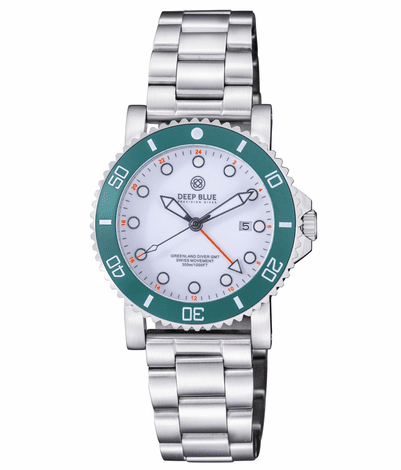 Green Land Diver Gmt 2 44mm White / Stainless | White Dial