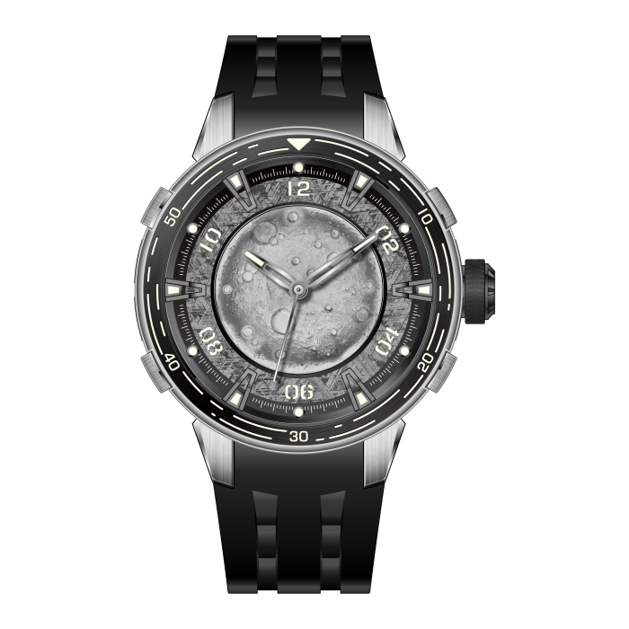 Celestial Silver Dial Black Rubber Strap 40.2mm Silver Dial