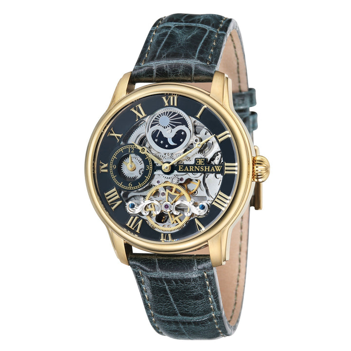 Longitude Automatic Skeleton Watch Green / Genuine leather strap | Semi-transpar