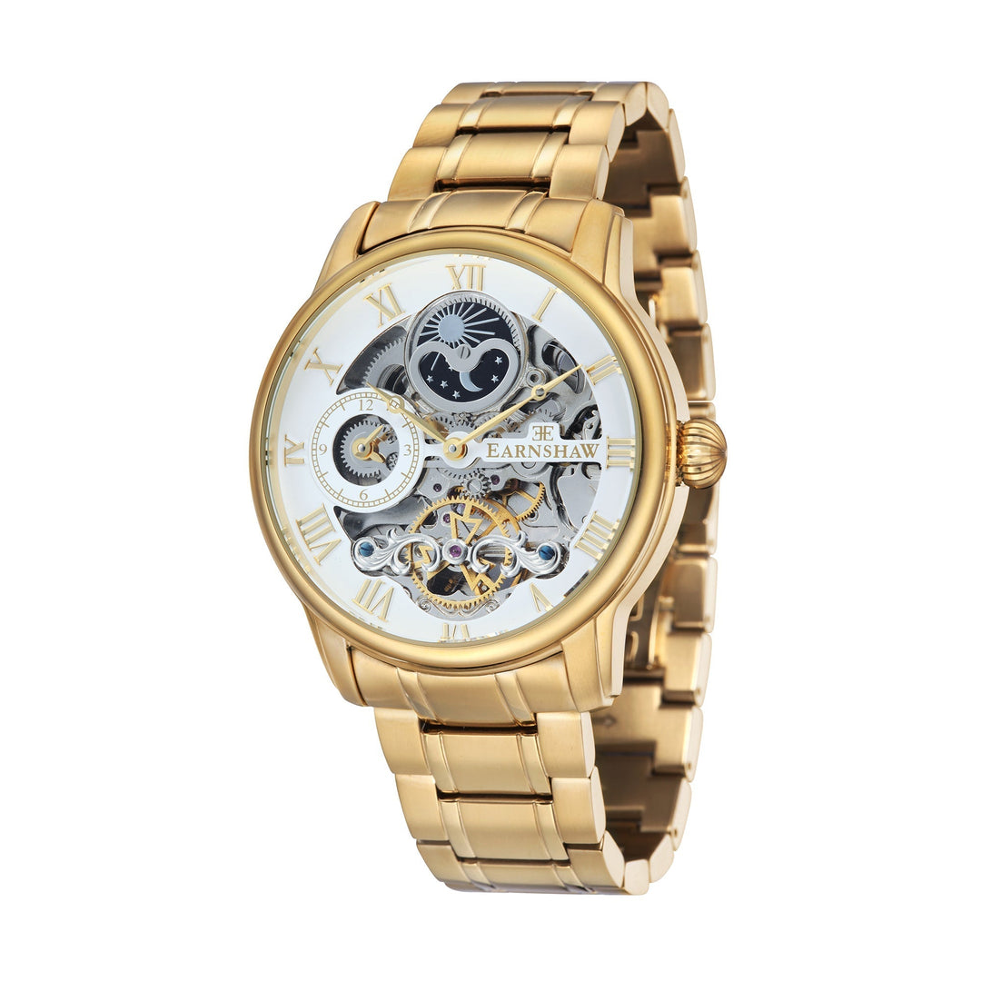 Longitude Automatic Skeleton Watch White & Ionic Plating Gold / Solid bracelet |