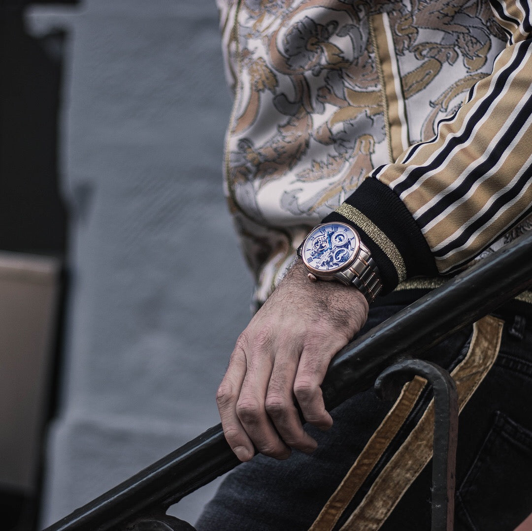 Longitude Automatic Skeleton Watch White & Two Tones Ionic Plating / Solid brace
