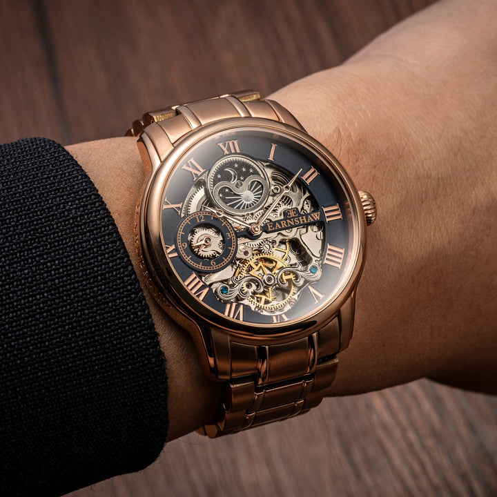 Longitude Automatic Skeleton Watch Black & Ionic Plating Rose Gold / Solid brace