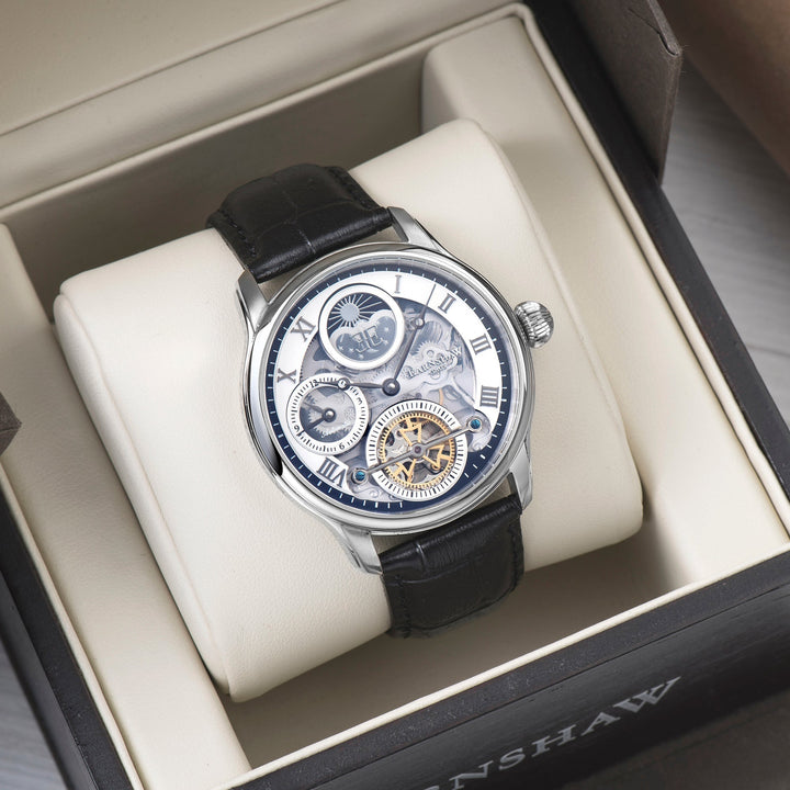 Longitude (Shadow Automatic) Automatic Skeleton Watch Silver White & Black / Gen