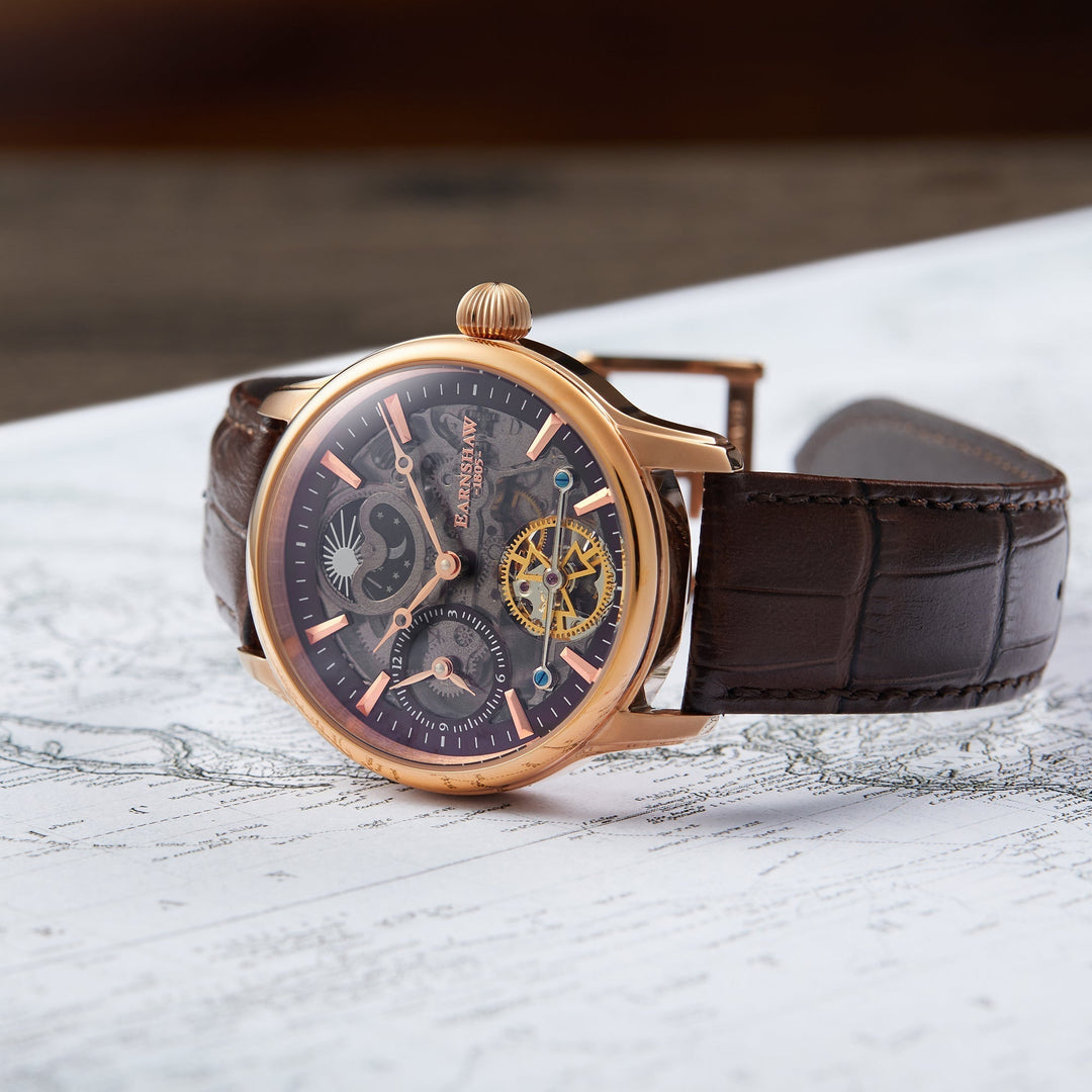 Longitude (Shadow Automatic) Automatic Skeleton Watch Brown / Genuine leather st