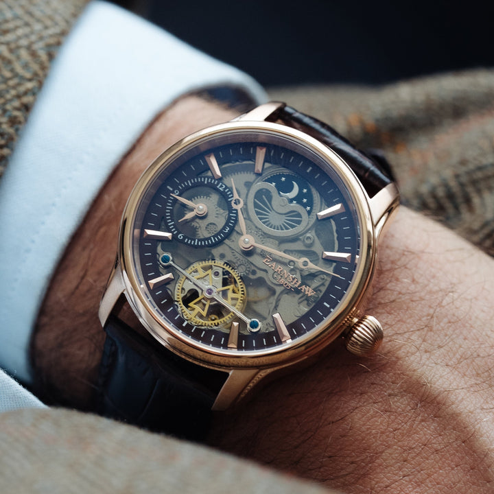 Longitude (Shadow Automatic) Automatic Skeleton Watch Brown / Genuine leather st