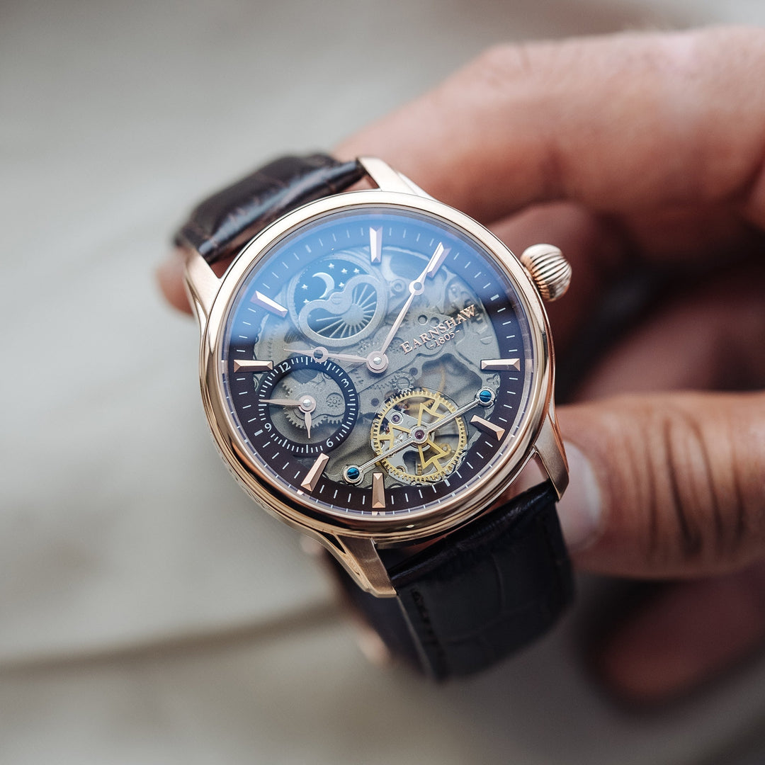 Longitude (Shadow Automatic) Automatic Skeleton Watch Brown / Genuine leather st