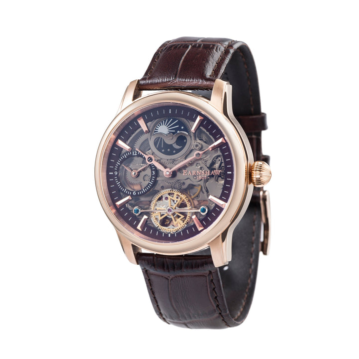 Longitude (Shadow Automatic) Automatic Skeleton Watch Brown / Genuine leather st