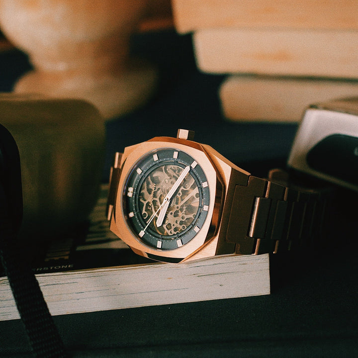 Drake Skeleton  Automatic Black / Rose / Stainless Steel | Black Dial