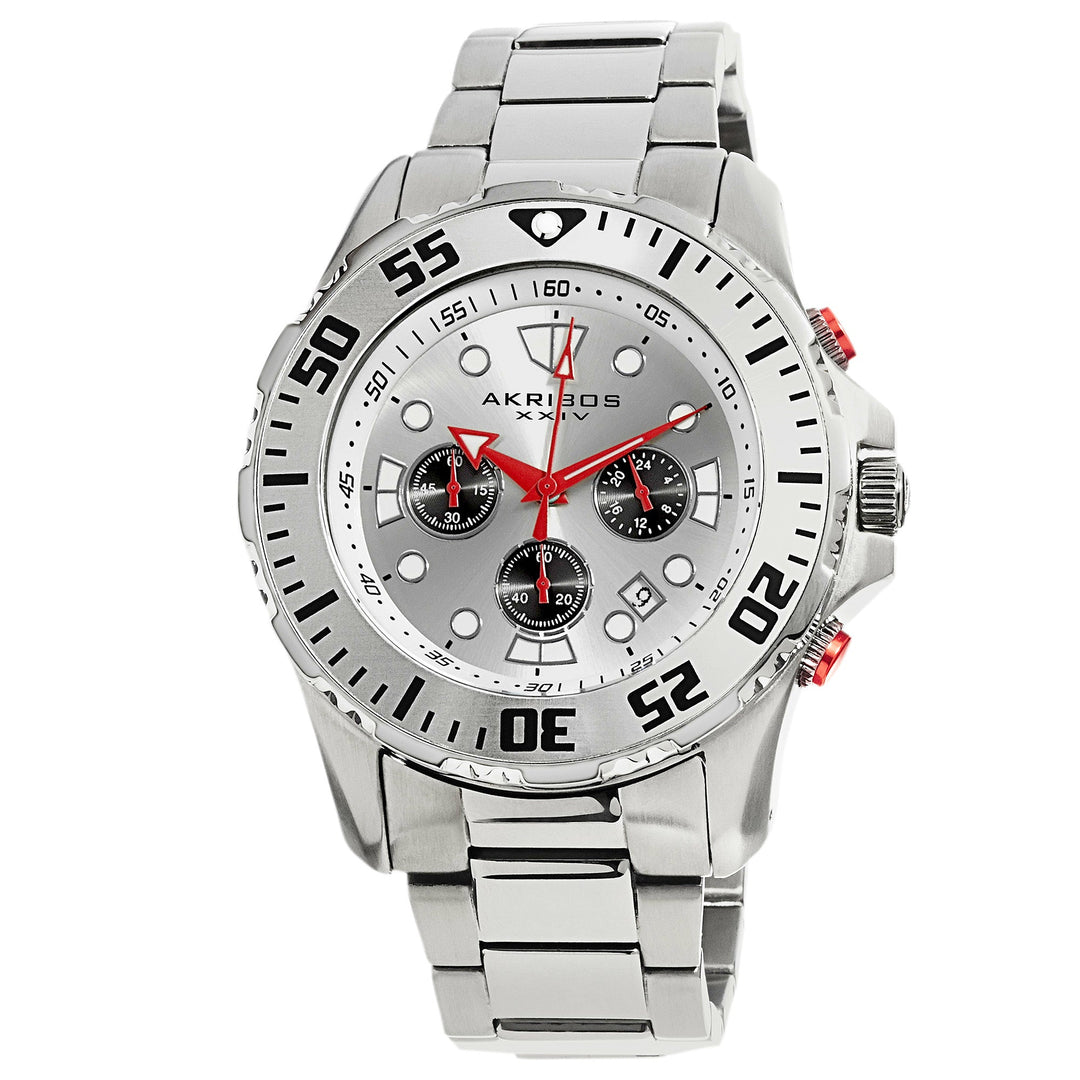 Chronograph Date GMT Red Black Accented Mens Watch Red