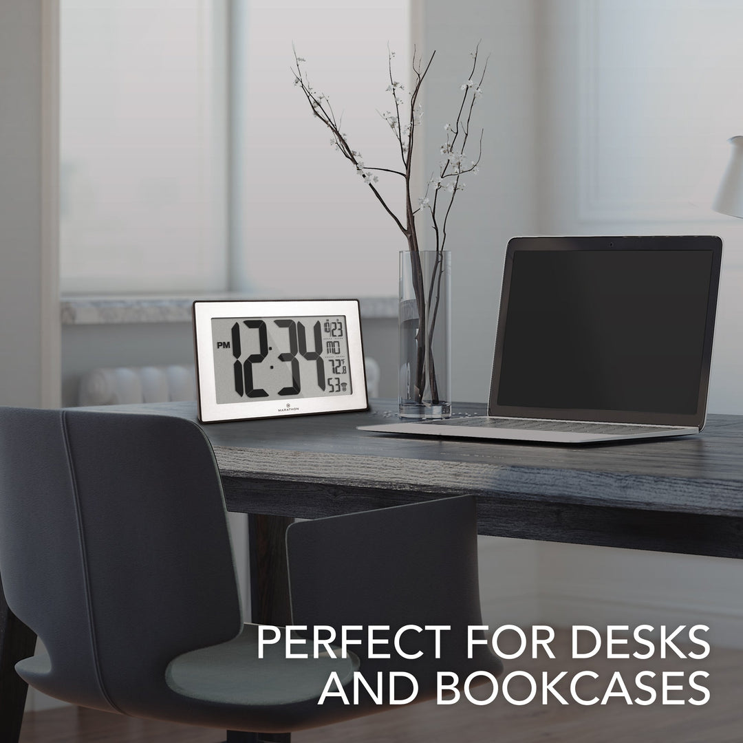 Self-Setting, Self-Adjusting, Wall Clock w/ Stand & 8 Time Zones atomic-self-set