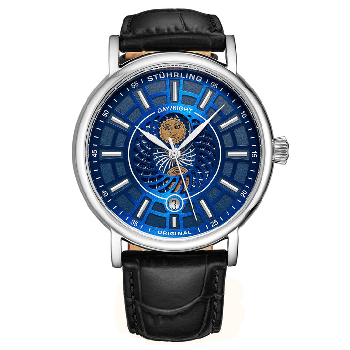 Symphony 899.03 Silver case/Leather strap/ Brass Dial | Blue Dial