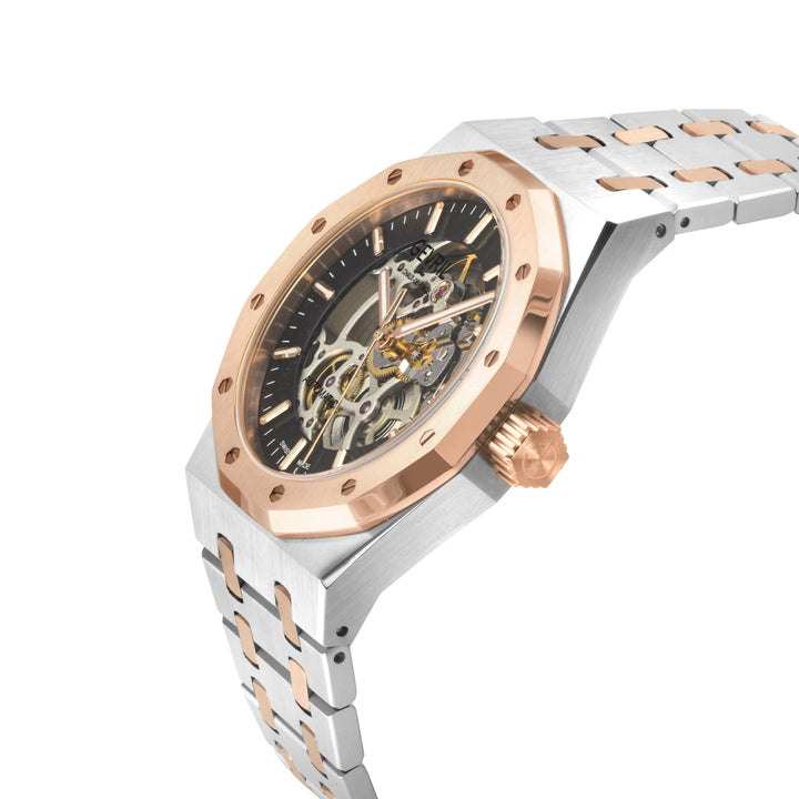 Gotham -Skeleton Swiss Automatic Movement, Skeleton  Dial, Two toned 316L Stainl