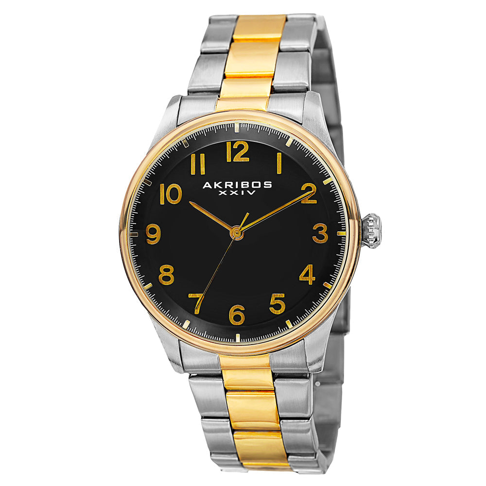 AK787TTG-Casual Silver/Gold/Stainless Steel | Black Dial