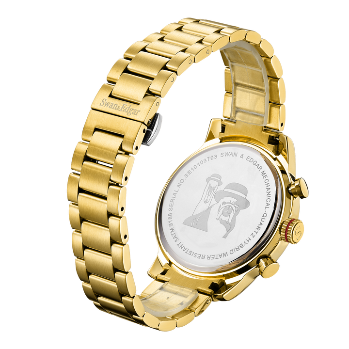 Mechanical Quartz Hybrid Gold/Stainless Steel Black Dial