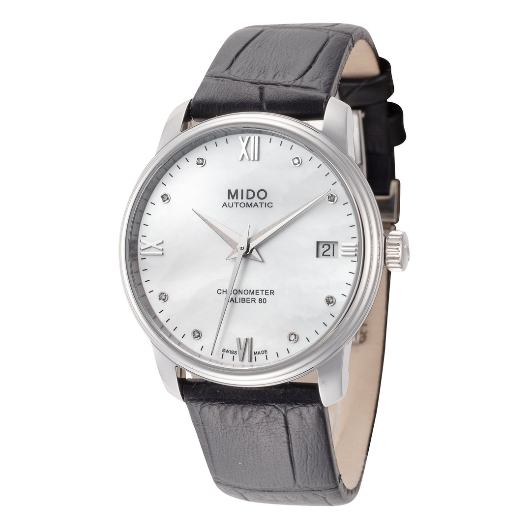 Baroncelli III 34mm / Mother-of-Pearl / Black | Mother-Of-Pearl Dial