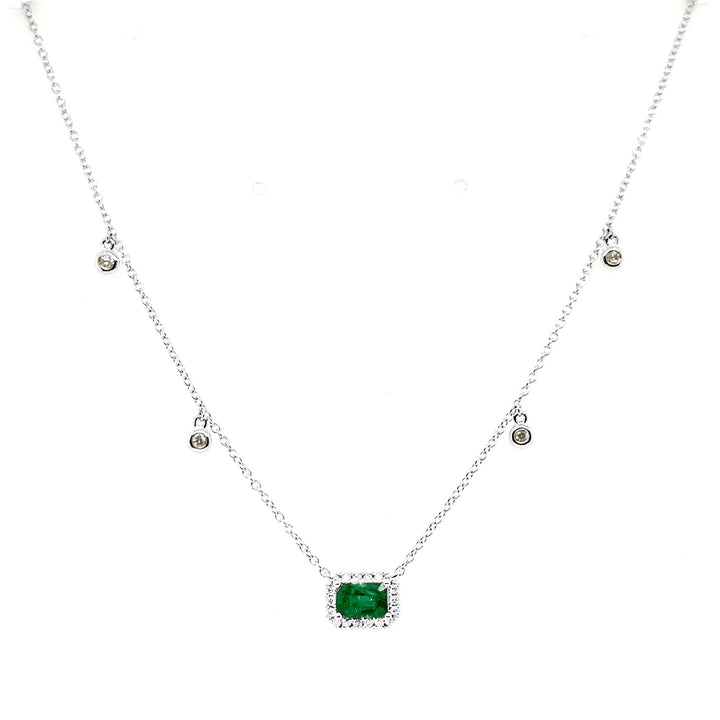 Emerald & Diamond Halo Necklace