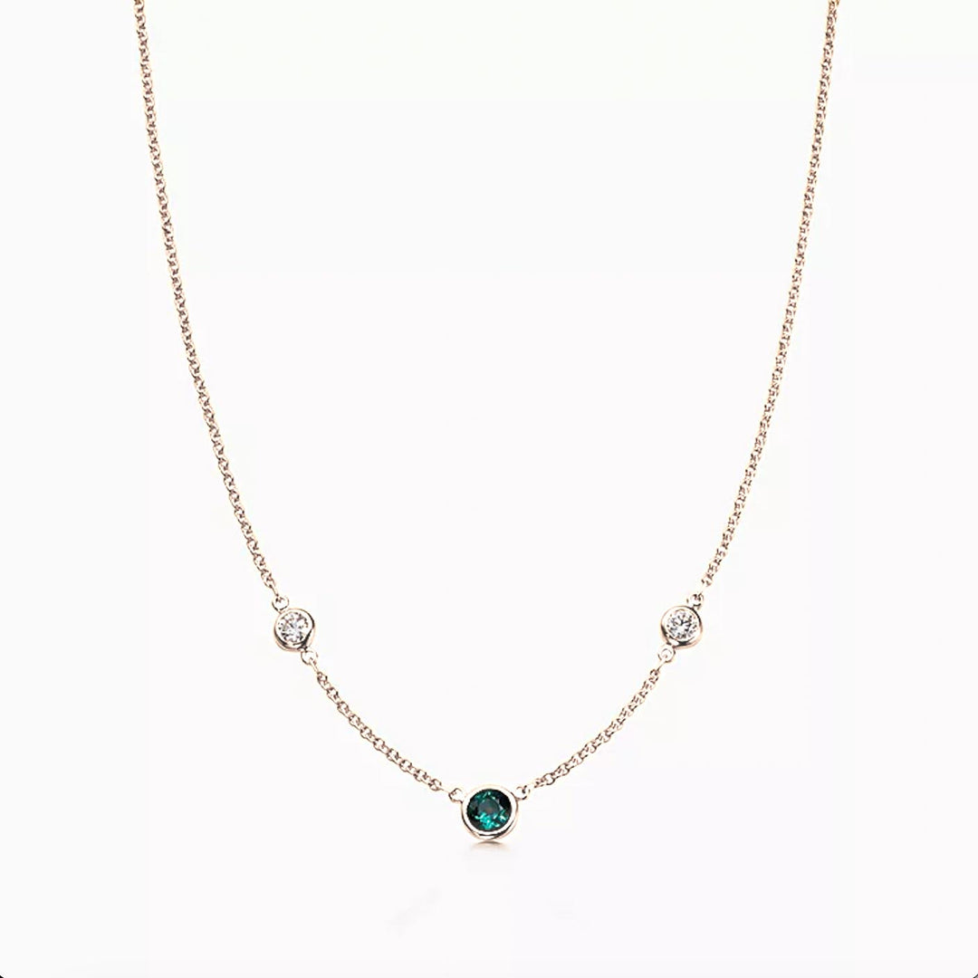 Emerald & Diamond Station Necklace