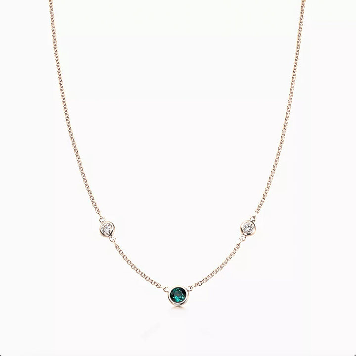 Emerald & Diamond Station Necklace