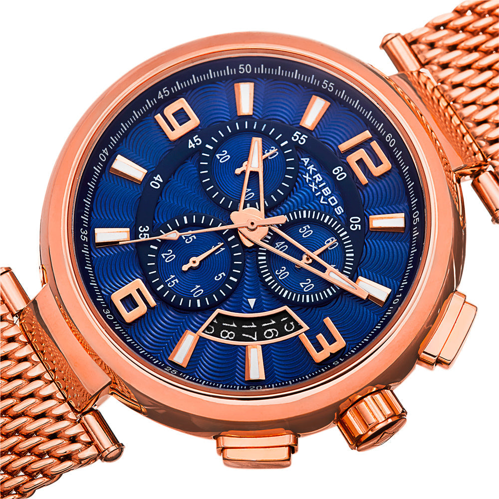 AK772RGBU-Casual Rose Gold/Stainless Steel | Blue Dial