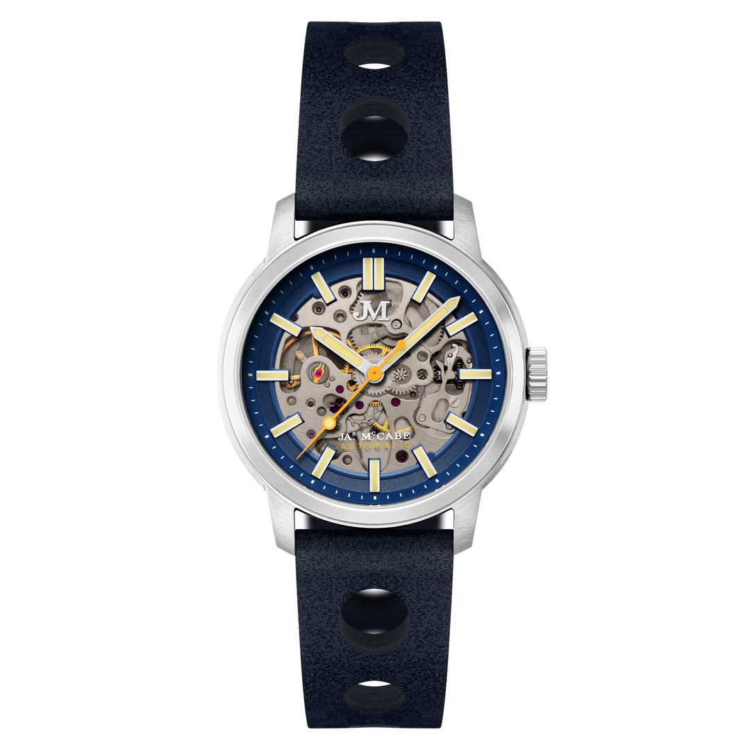 James McCabe Rally Automatic Blue / Leather | Blue Dial