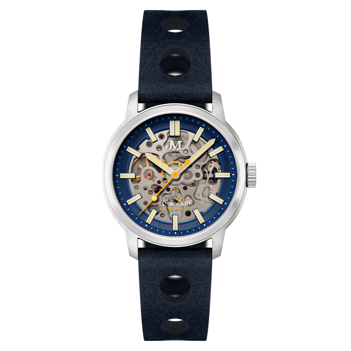 James McCabe Rally Automatic Blue / Leather | Blue Dial