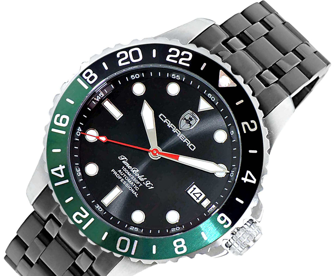 TIME BOLD- X10 BLACK-GREEN/ IP-Black Black Dial