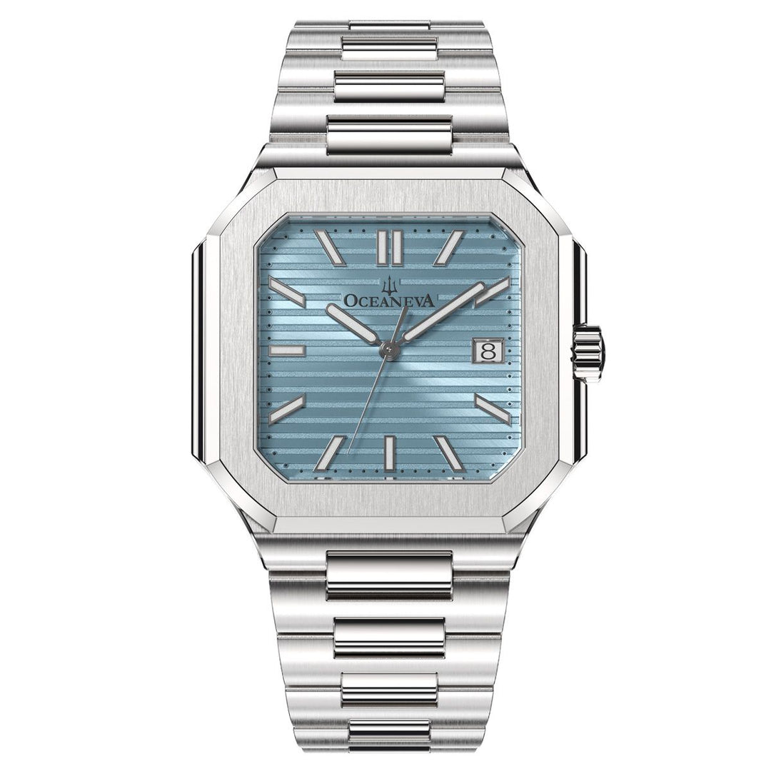 Oceaneva Tenuis Ultra-Thin Swiss Movement Automatic Thin Light Blue Watch Light 