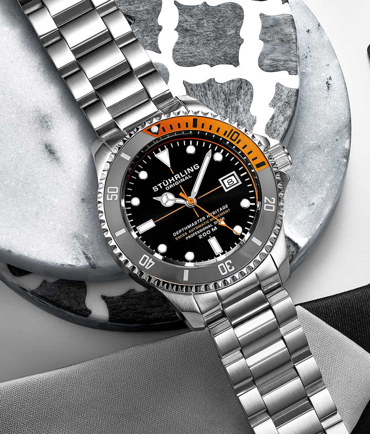 Aquadiver Black Dial/ Silver Stainless Steel Orange | Black Dial