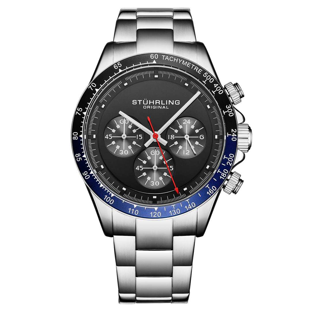 Chronomark 4066 Black Textured Chronograph Dial/ Stainless Steel bracelet | Blac