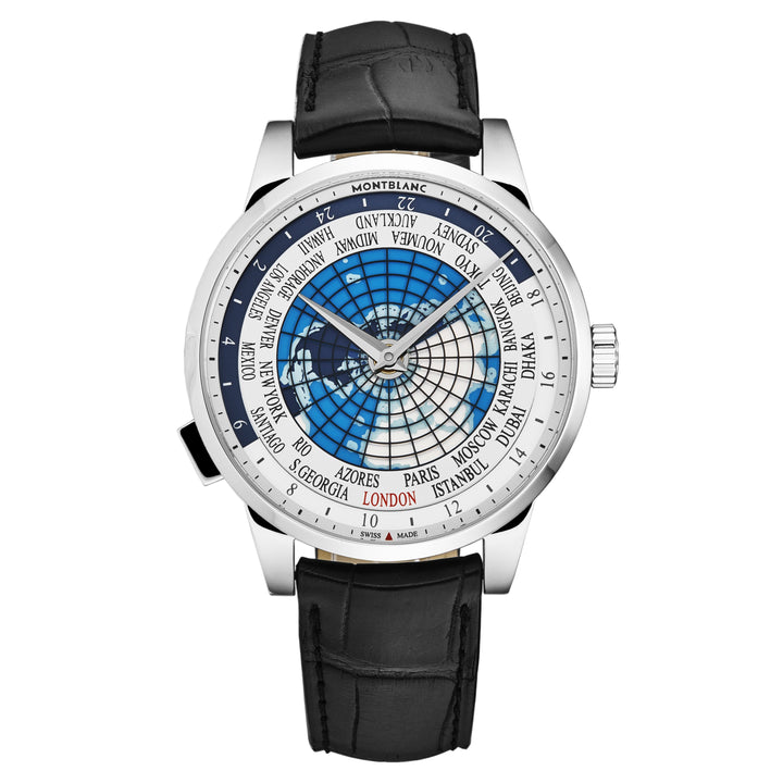 Heritage 112308 / Silver / Blue World Map | Silver / Blue World Map Dial