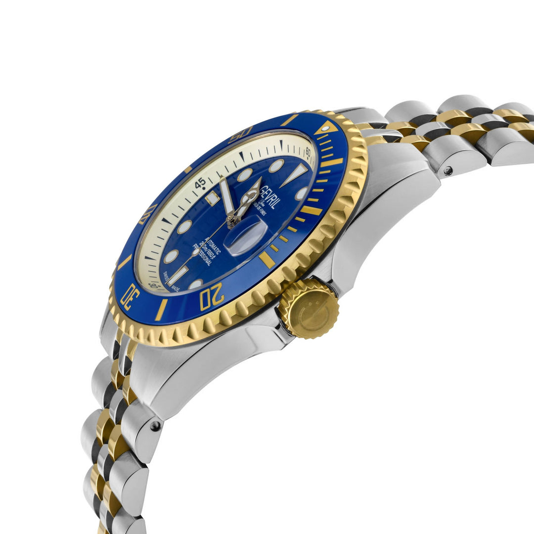 Wall Street Gevril Swiss Made SW200-1 Steel Rotating Blue Ceramic Bezel , 316L c