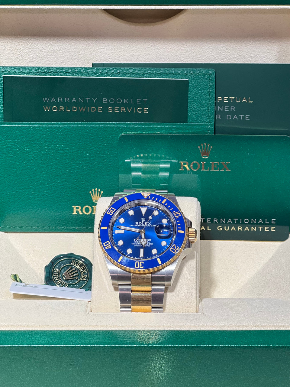 Rolex Steel and Gold Submariner Date Watch - Blue Bezel - Blue Dial