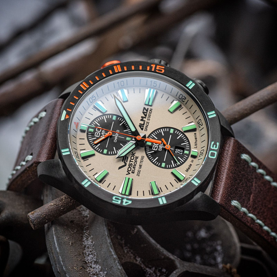 ALMAZ QUARTZ CHRONOGRAPH Cream/Leather Cream White Dial