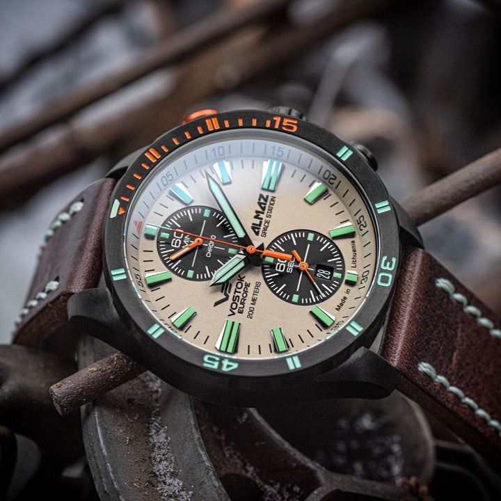 ALMAZ QUARTZ CHRONOGRAPH Cream/Leather Cream White Dial