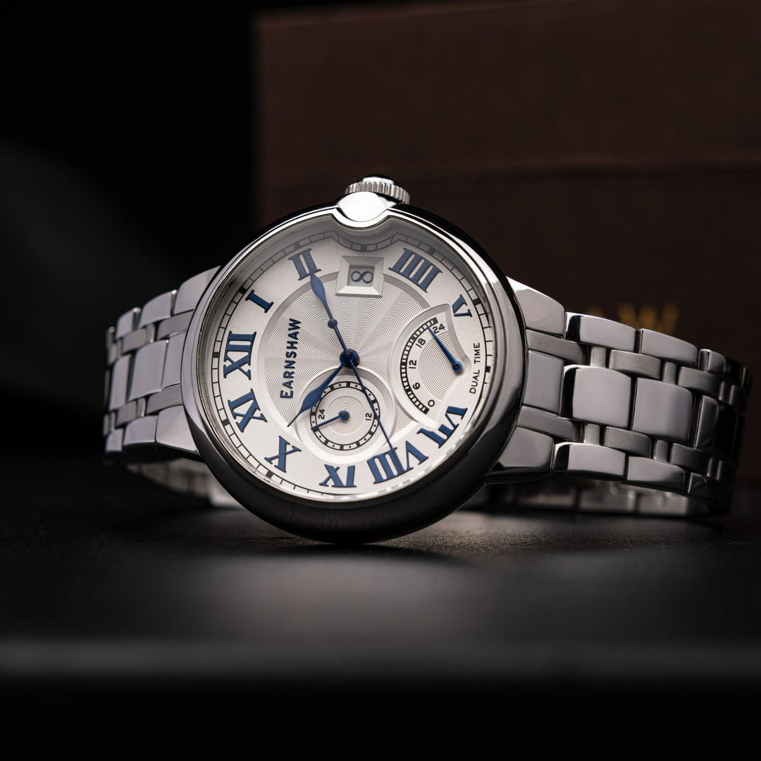 Thomas Earnshaw Barallier Retrograde Dual Time Silver / Stainless Steel | Silver