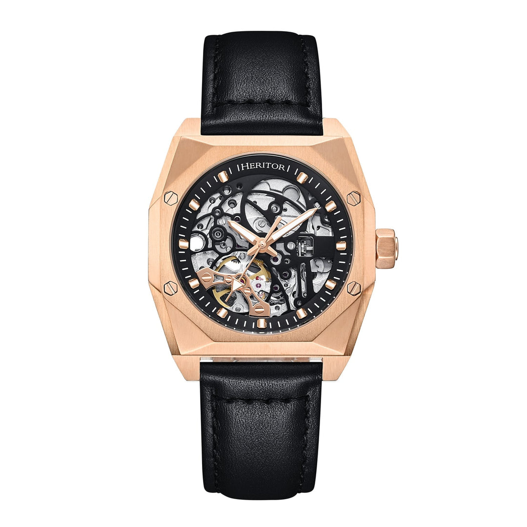 Elliott Rose Gold / Leather | Black Dial
