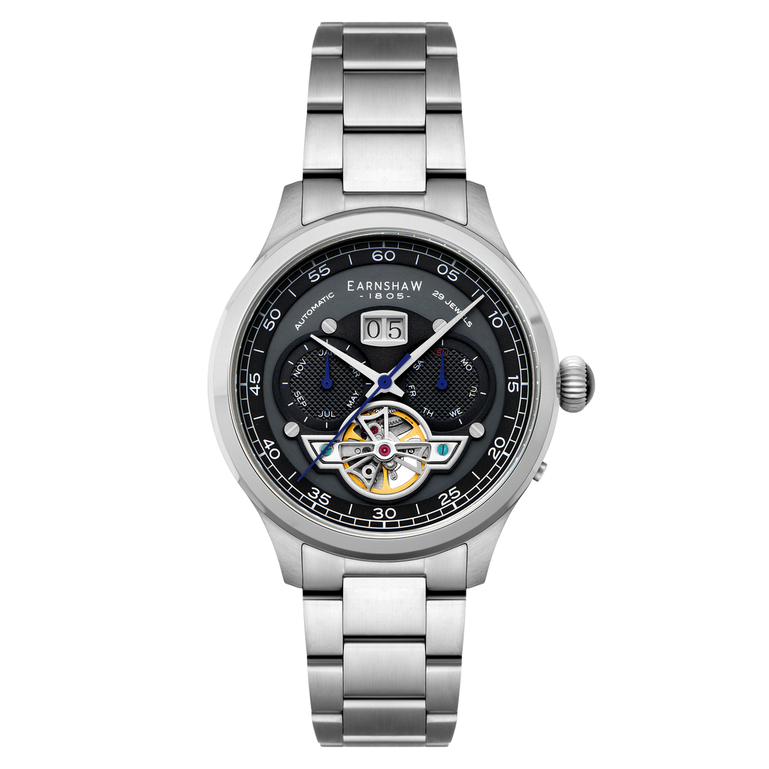 Baron Grand Date Calendar Open Heart Automatic Black / Stainless Steel Black Dia