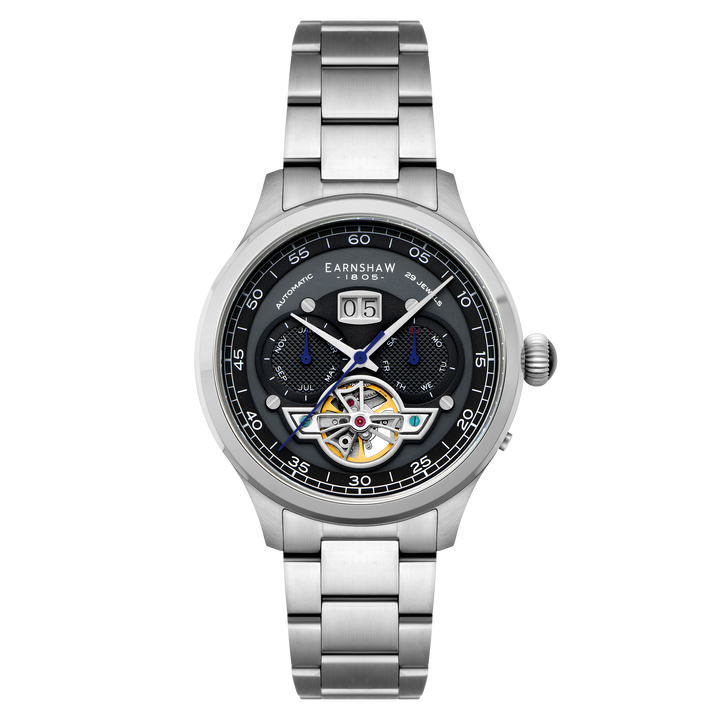 Baron Grand Date Calendar Open Heart Automatic Black / Stainless Steel Black Dia
