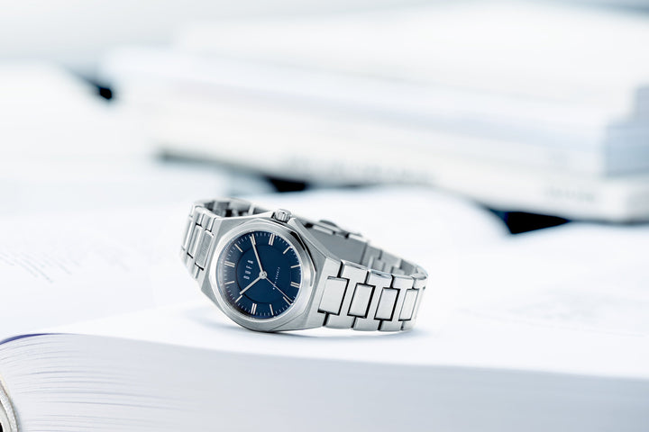 Wachsmann (Ladies) Dark Blue & Silver / Stainless Steel | Blue Dial