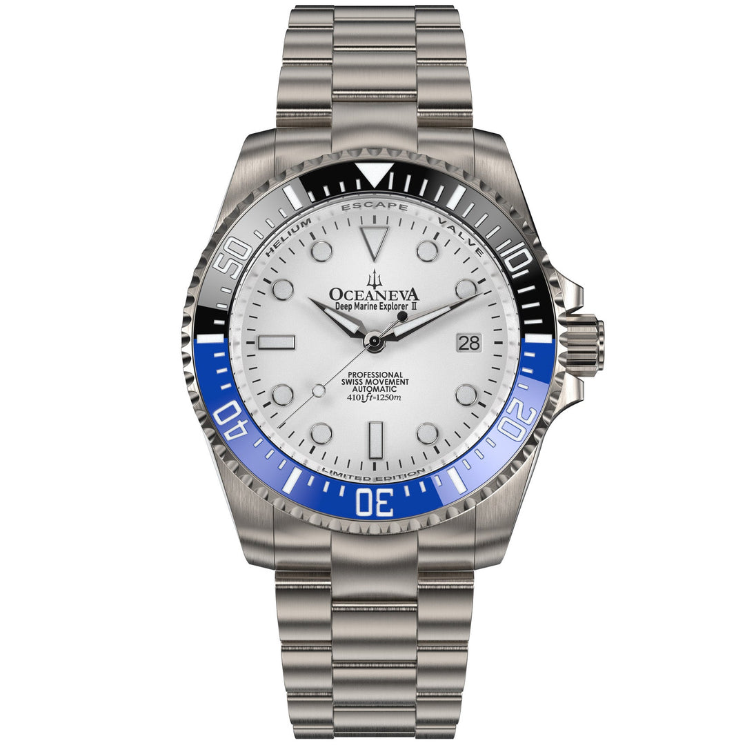 TITANIUM Deep Marine Explorer II Black/Blue Bezel | White Dial