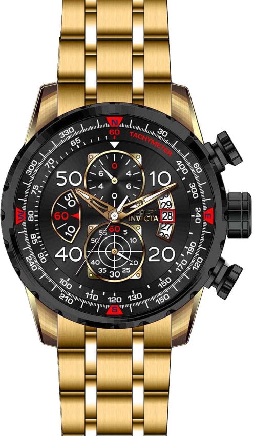 Aviator Chronograph Black Dial / Gold Stainless Steel Bracelet Black Dial
