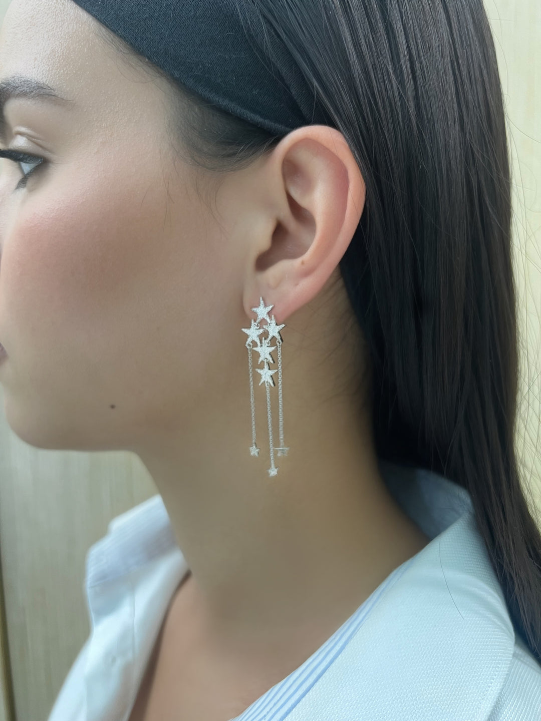 Dangling Diamond Star Earrings