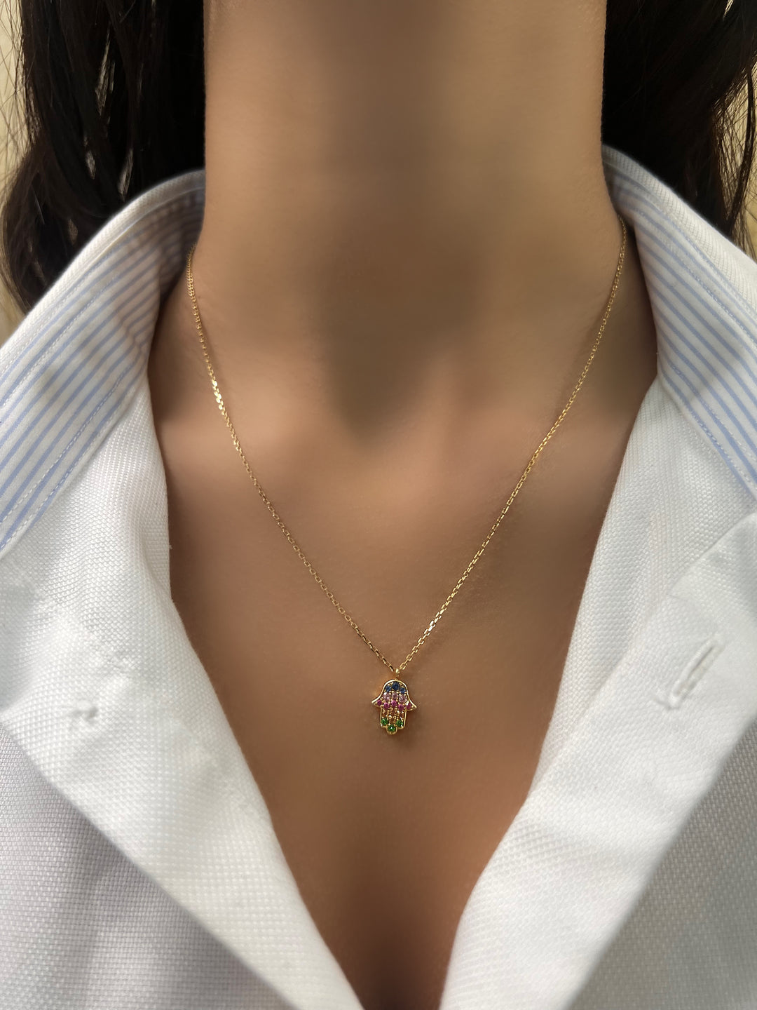 Rainbow Hamsa Necklace